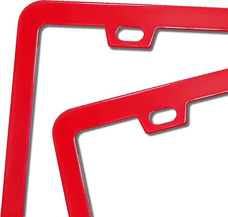 ZukMi 2 Pack License Plate Frame for Car Matte Metal Aluminum Rust-Proof License Plate Holder Cover Gloss Black Front Rear Number Tag Frame for Men Women Universal Fit (Red) - Image 3